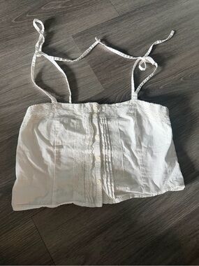 Brandy Melville White Lace-Trim Button Cami